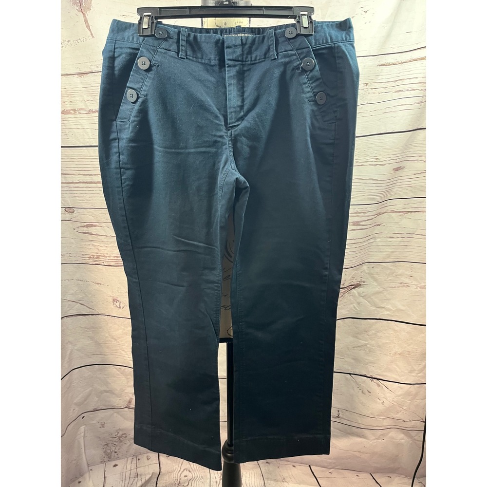 Banana Republic Martin Fit Blue‎ Cropped Pants Women's Size 8 Button Detail